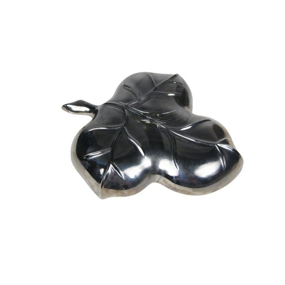 Vintage Silvalyte Trefoil Leaf Candy Dish Glass Silverplate Mid Century 1960 - Picture 9 of 10